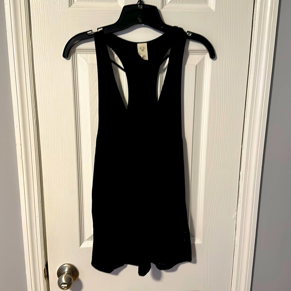 We The Free Black Racer Back Top with Front Neck Cut Out.